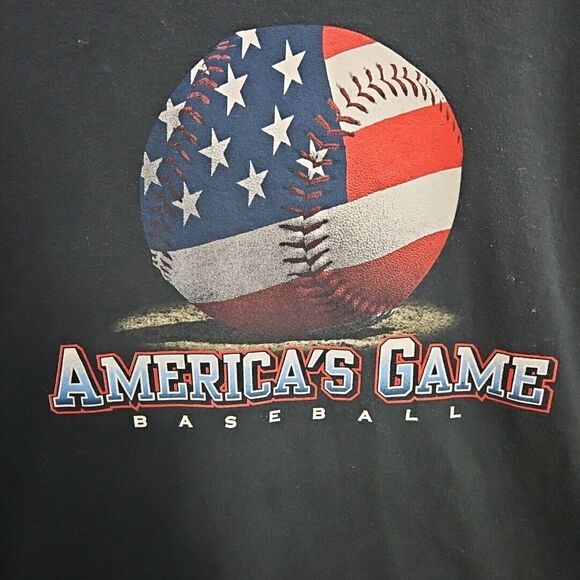 Gildan America's Game Baseball Tshirt Men's XL Black Flag ball - Picture 2 of 9